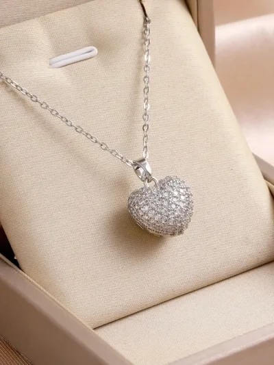 Cadena acero inoxidable con diseño de corazón #COLOR PLATEADO