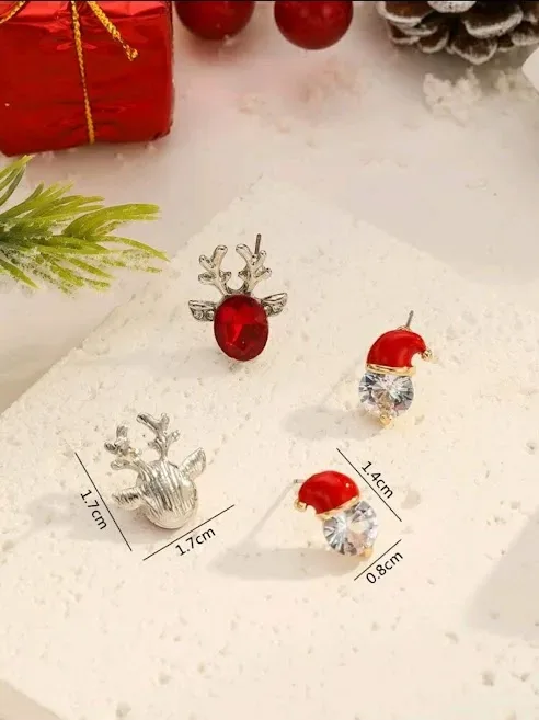 Set de 2 pares de aretes navideño