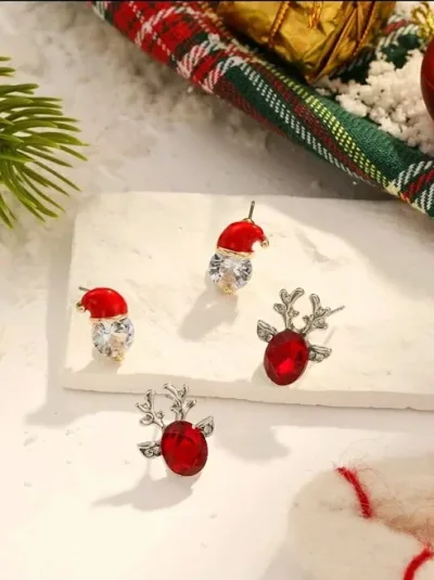 Set de 2 pares de aretes navideño