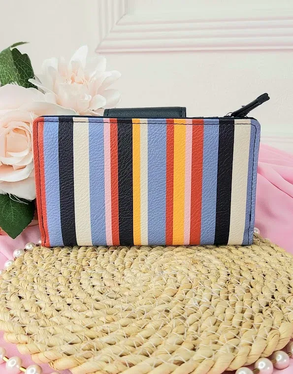 Cartera Naútica para dama diseño a rayas multicolor