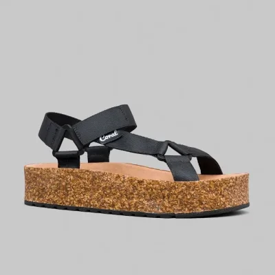 Sandalias Coral para dama Saphire Black Tex color negras