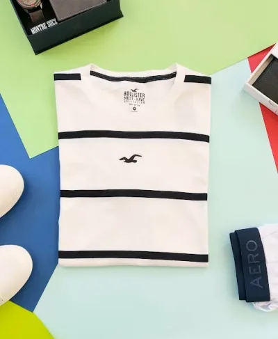 Camiseta Hollister para caballero diseño a rayas