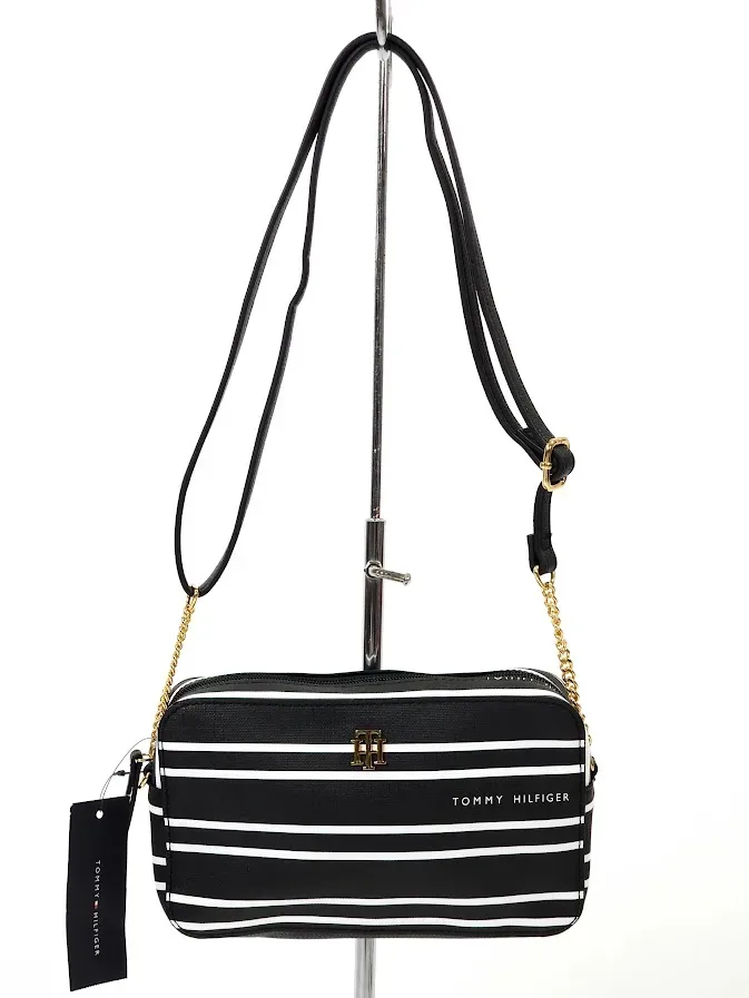 Bolso Tommy Hilfiger para dama color negro de rayas