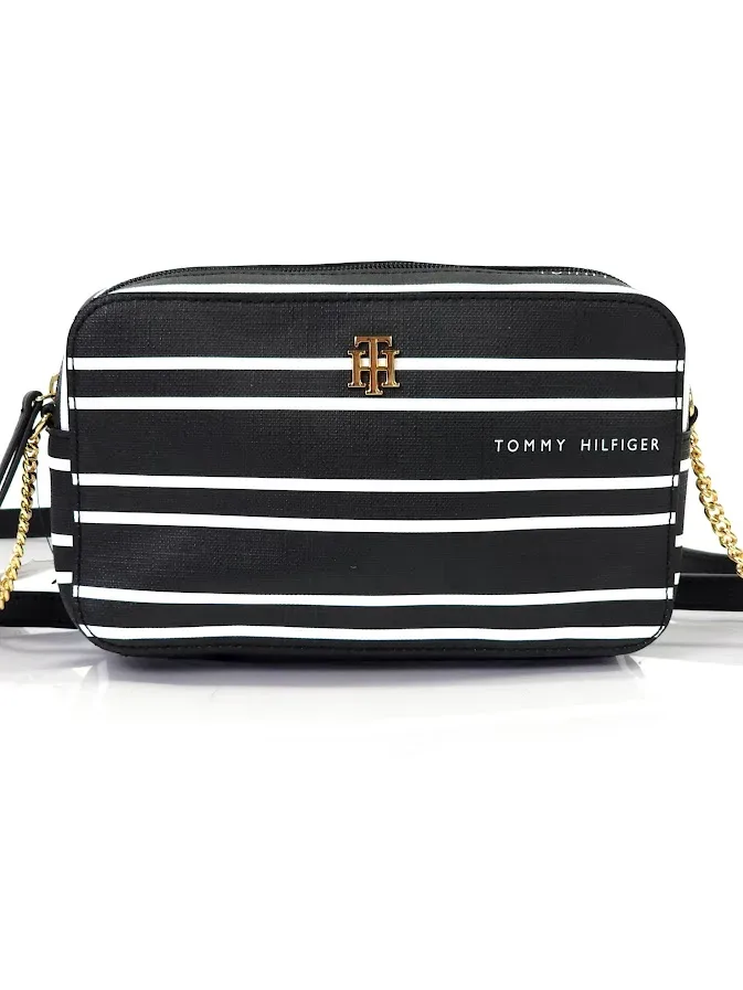 Bolso Tommy Hilfiger para dama color negro de rayas