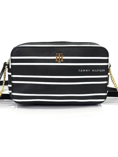 Bolso Tommy Hilfiger para dama color negro de rayas