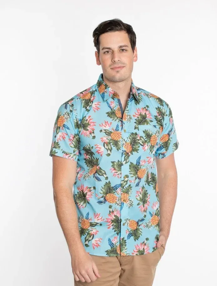 Camisa para caballero estampado tropical