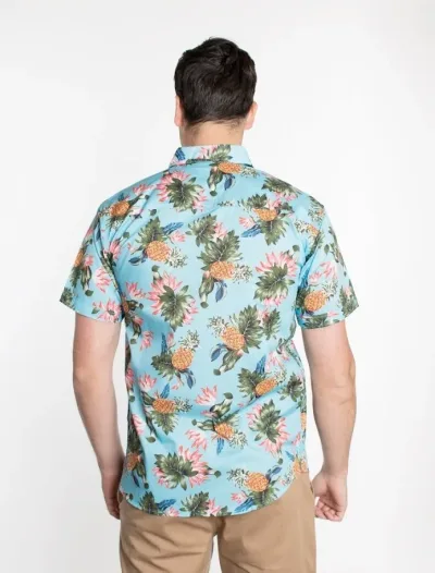 Camisa para caballero estampado tropical