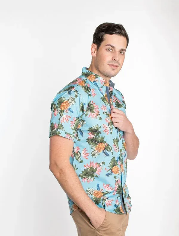 Camisa para caballero estampado tropical