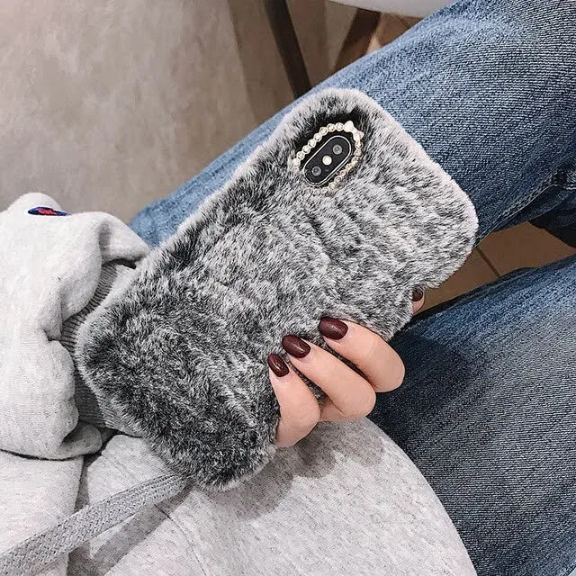 Funda para celular con contextura de peluche
