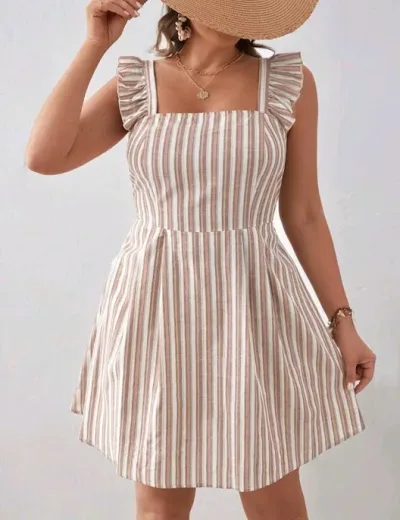 Vestido para dama diseño rayas multicolor