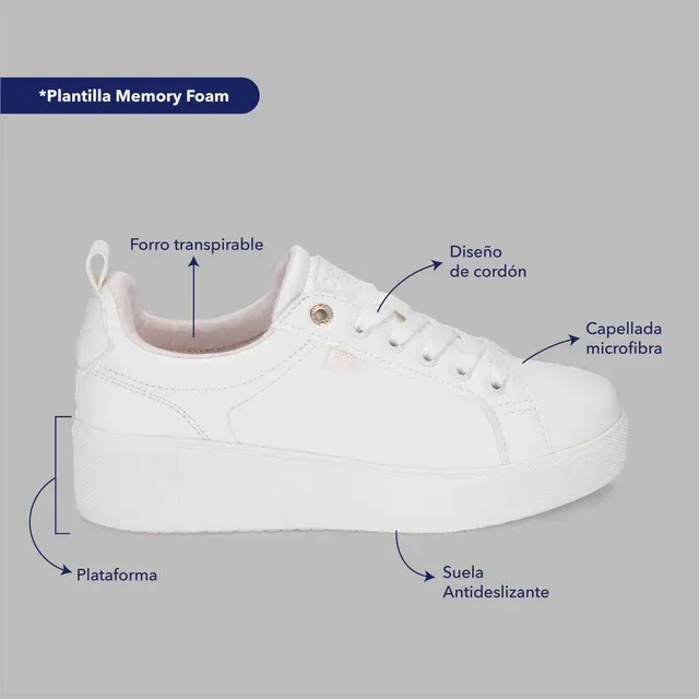 Tenis Promise Strudel White para Dama