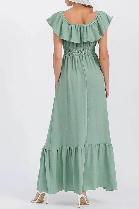 Vestido largo para dama color verde #D5563