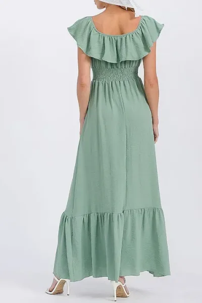 Vestido largo para dama color verde #D5563