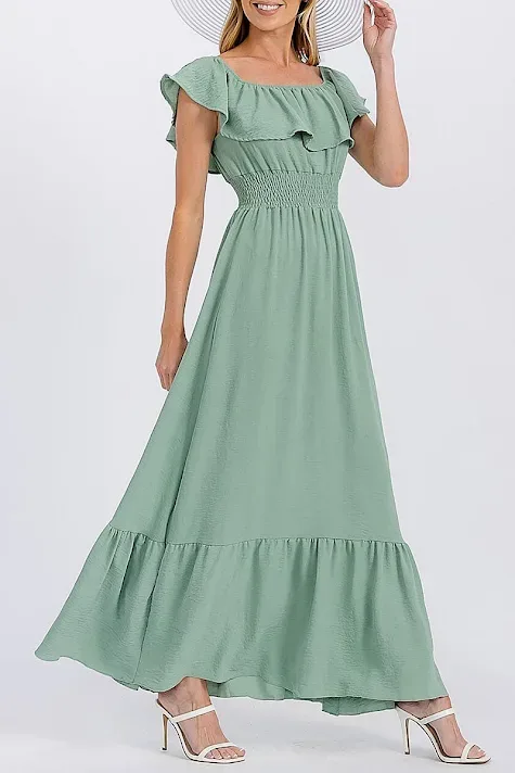 Vestido largo para dama color verde #D5563