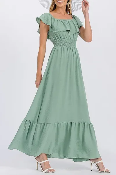 Vestido largo para dama color verde #D5563