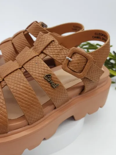 Sandalias Coral para dama Cleopatra 2 Camel Snake Pu
