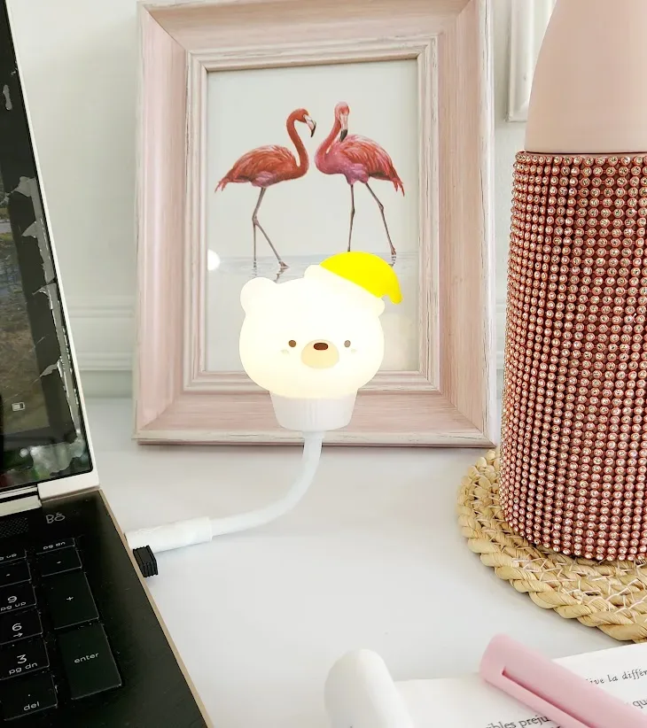 Lámpara USB diseño de oso color blanco