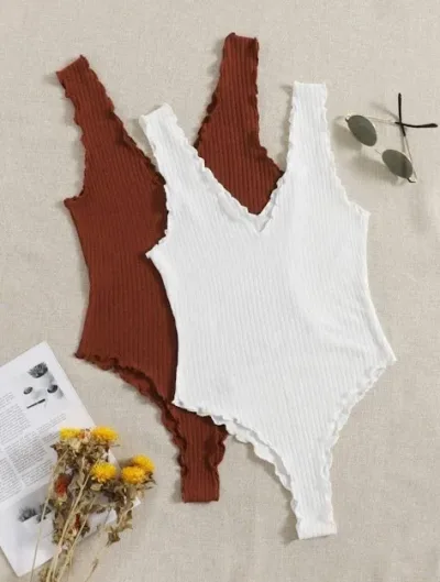 Set de bodys para dama color blanco y café