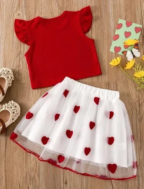 Conjunto para niña color rojo y blanco