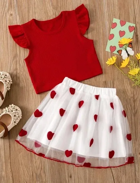 Conjunto para niña color rojo y blanco