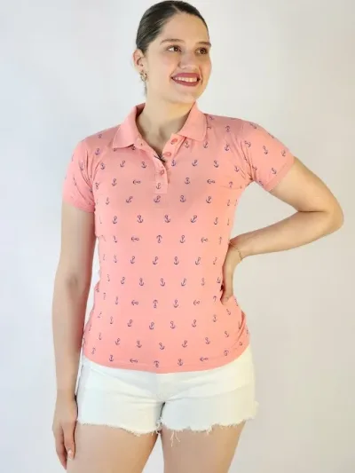 Camiseta Polo Cambrige Club para dama color coral