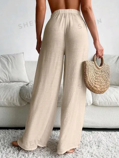 Salida de playa estilo pantalon para dama color beige