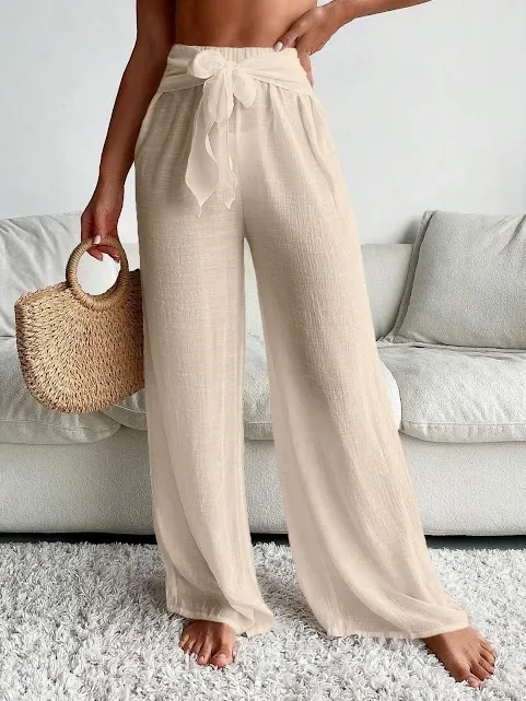 Salida de playa estilo pantalon para dama color beige