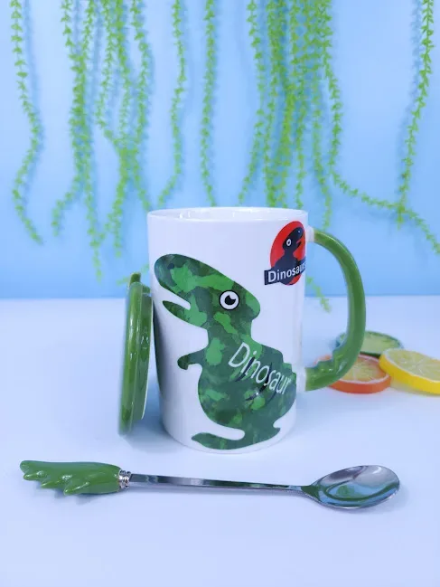 Tasa de dinosaurio con Tapa y Cuchara