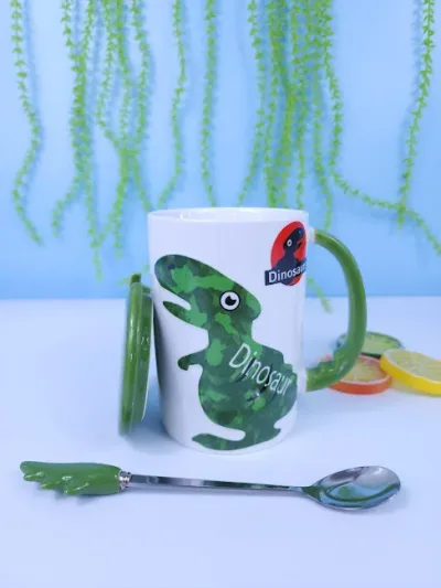 Tasa de dinosaurio con Tapa y Cuchara