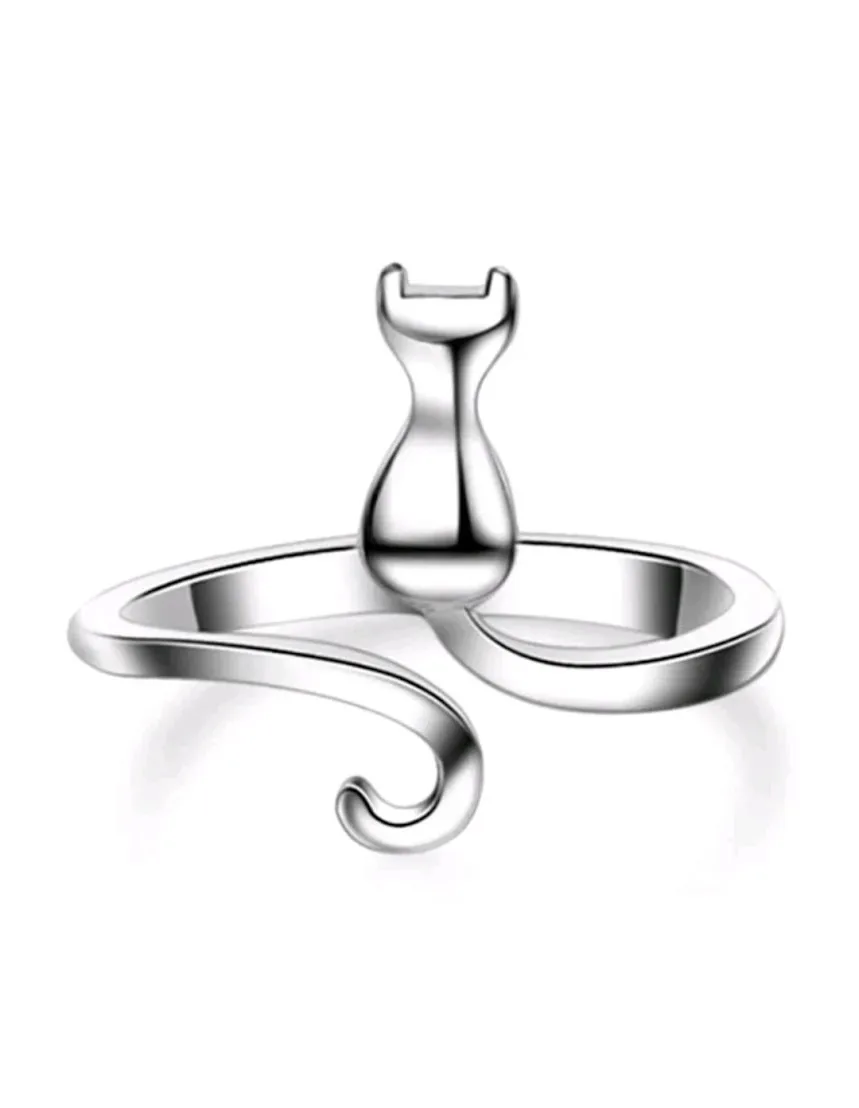 Anillo de plata 925 para dama diseño de gato