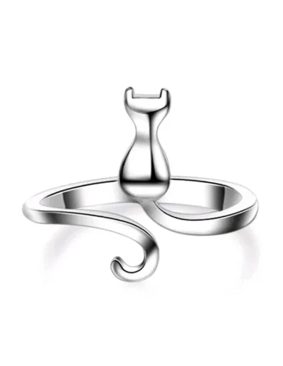 Anillo de plata 925 para dama diseño de gato