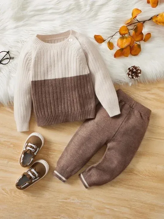 Conjunto para niño color beige y cafe