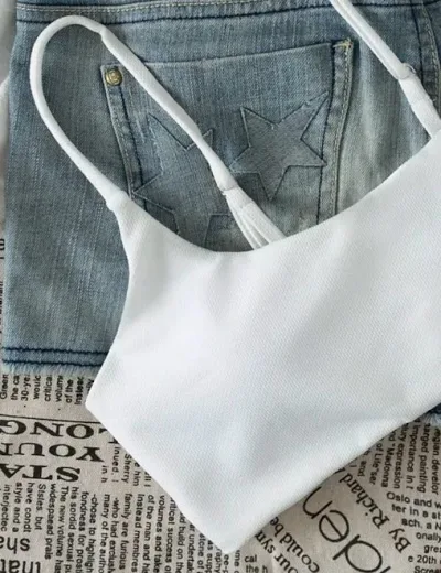 Top de vestido de baño para dama color blanco