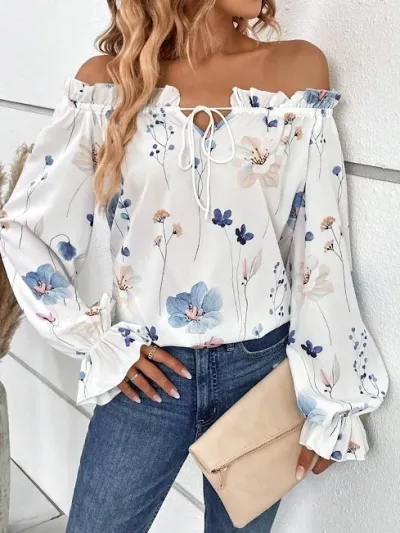 Blusa para dama color blanco con diseño floral