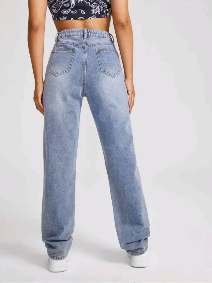 Mom jeans para dama color azul