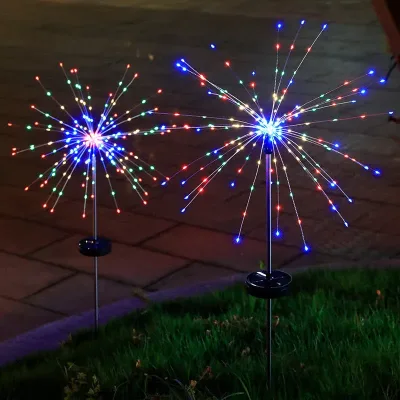 Luz solar de fuegos artificiales para césped, resistente al agua 2 unidades