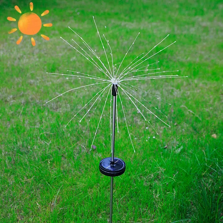 Luz solar de fuegos artificiales para césped, resistente al agua 2 unidades