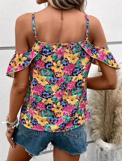 Blusa para dama con estampado floral multicolor