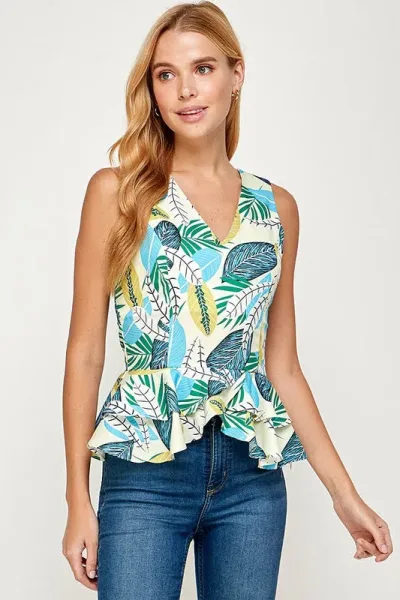 Blusa para dama con estampado de hojas
