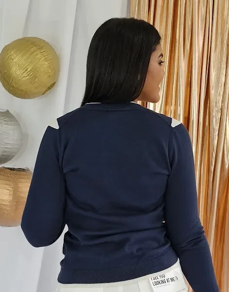 Suéter Tommy Hilfiger para dama color azul y blanco