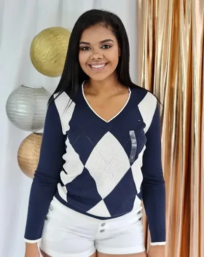 Suéter Tommy Hilfiger para dama color azul y blanco