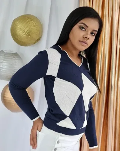 Suéter Tommy Hilfiger para dama color azul y blanco