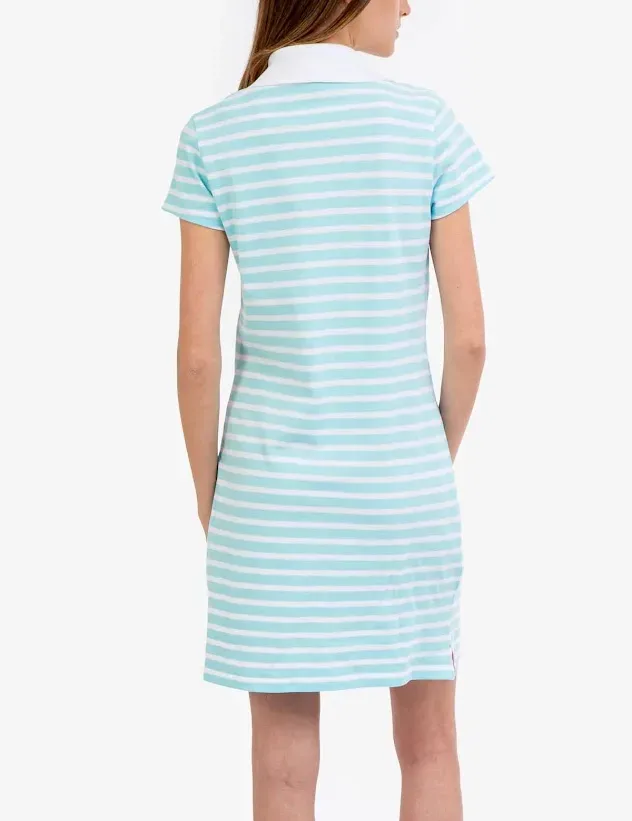 Vestido US POLO ASSN color blanco con celeste.
