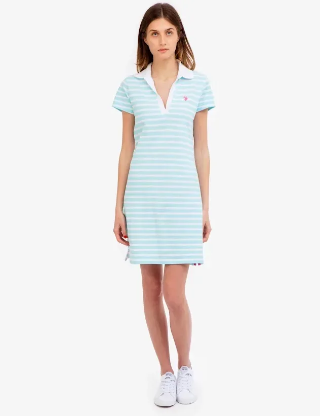 Vestido US POLO ASSN color blanco con celeste.