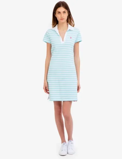 Vestido US POLO ASSN color blanco con celeste.