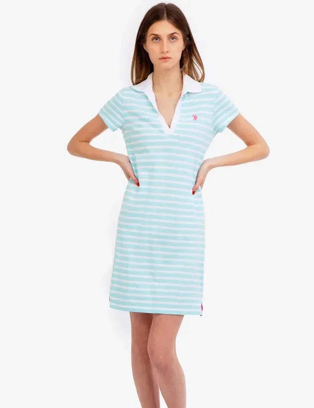Vestido US POLO ASSN color blanco con celeste.