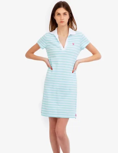 Vestido US POLO ASSN color blanco con celeste.