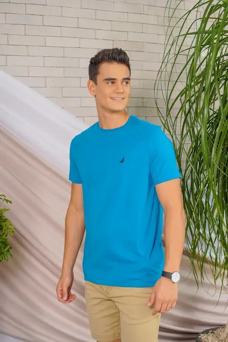 Camiseta Naútica para caballero color azul turquesa