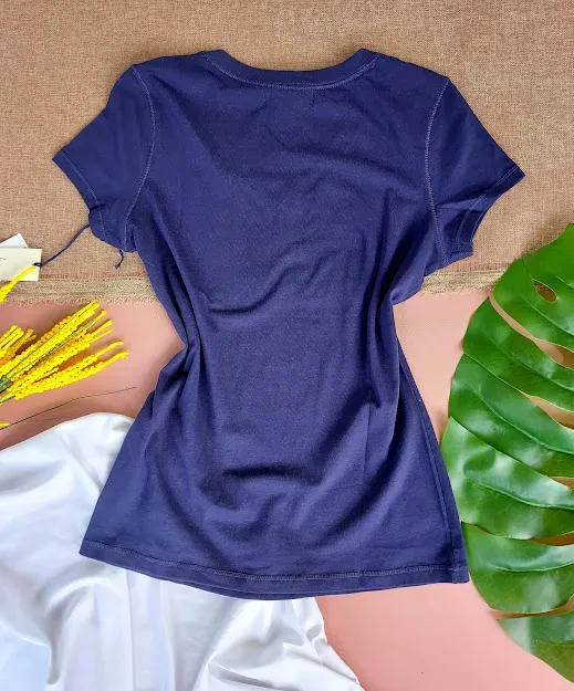 Camiseta U.S Polo para dama color azul franja interior roja