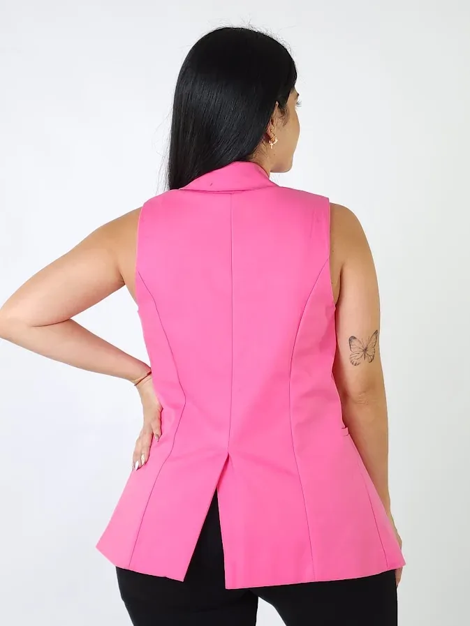 Blazer sin manga color rosa